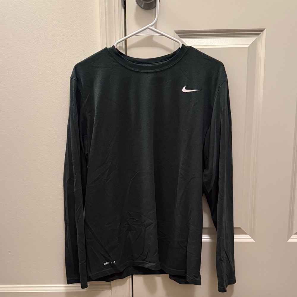 Nike Dark Green Long Sleeve Dri-FIT Shirt